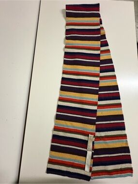 Coach Multicolor Striped Wool Scarf - Purple, Yellow, Red, Blue, Cream